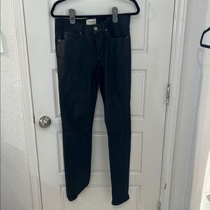 Frame Denim Black Coated Skinny Jeans Sleek Fit 30